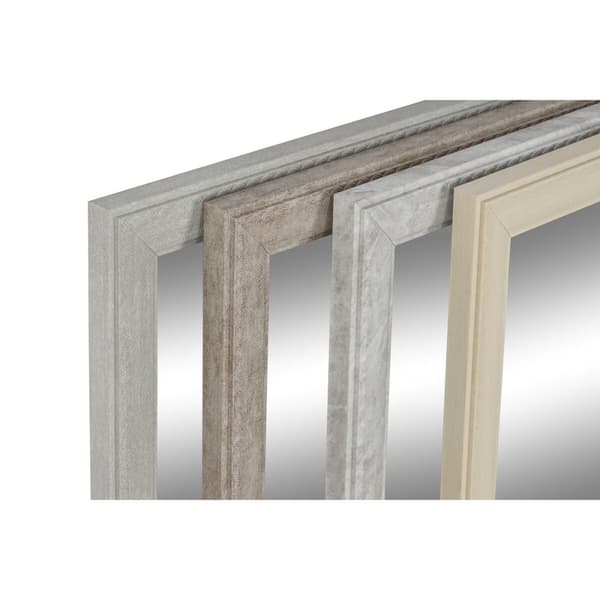 Väggspegel DKD Home Decor Vit Beige Mörkgrå 36 x 2 x 66 cm (4 antal)