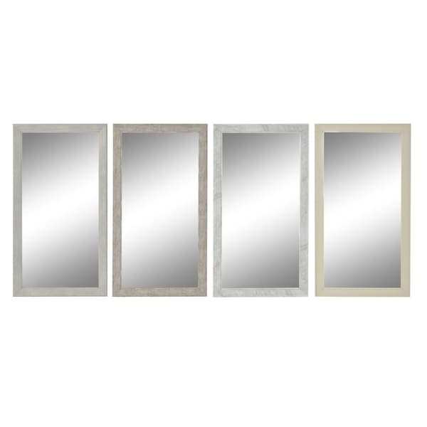 Väggspegel DKD Home Decor Vit Beige Mörkgrå 36 x 2 x 66 cm (4 antal)