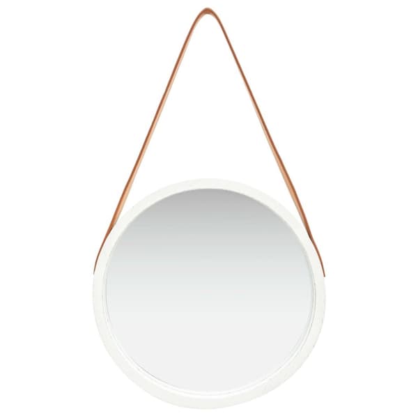 Väggspegel med rem 40 cm vit
