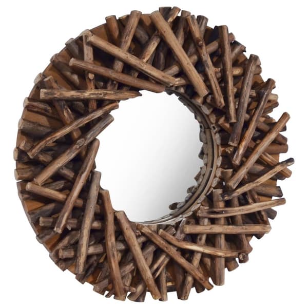 Väggspegel rund 40 cm teak