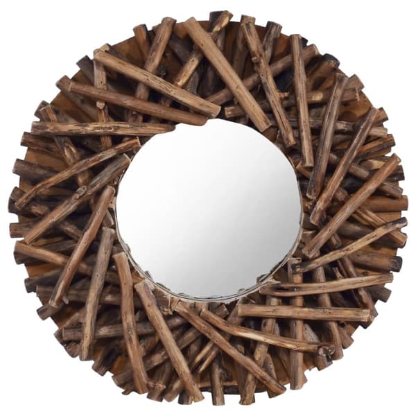 Väggspegel rund 40 cm teak
