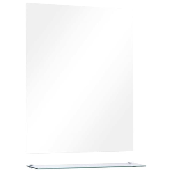 Badrumsspegel med hylla 50x60 cm härdat glas