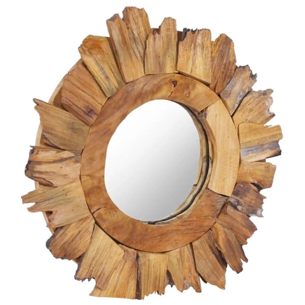 Väggspegel rund 40 cm teak