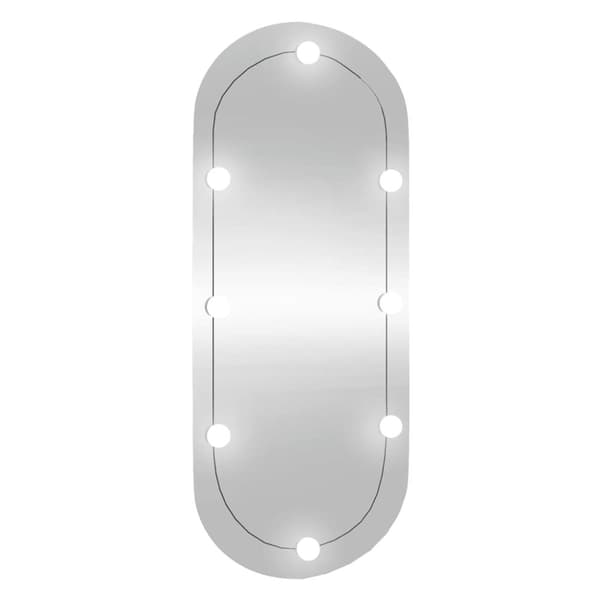 Väggspegel med LED-belysning 25x60 cm glas oval