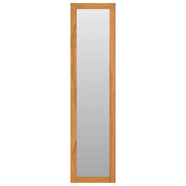 Väggspegel med hyllor 30x30x120 cm massiv teak