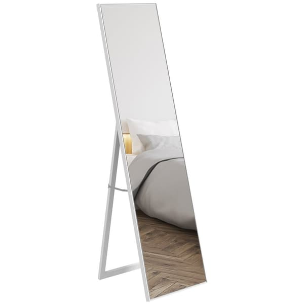 Rootz Standing Mirror - golvspegel - full längd spegel - hållbar MDF -trä - 40x47x147 cm vit