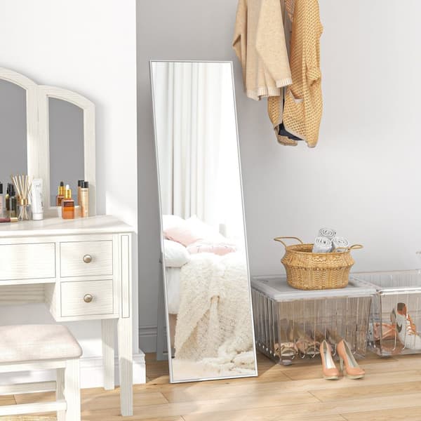 Rootz Standing Mirror - golvspegel - full längd spegel - hållbar MDF -trä - 40x47x147 cm vit