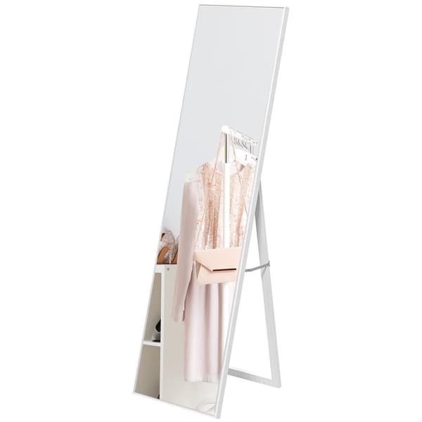 Rootz Standing Mirror - golvspegel - full längd spegel - hållbar MDF -trä - 40x47x147 cm vit