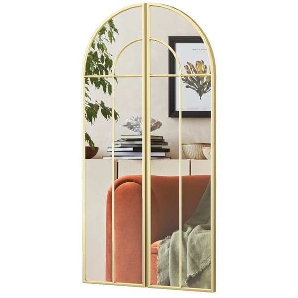 Rootz Arch Wall Mirror - Stor dekorativ spegel - Elegant metallram - Förbättrar rumets elegans - 30 x 120 cm guld