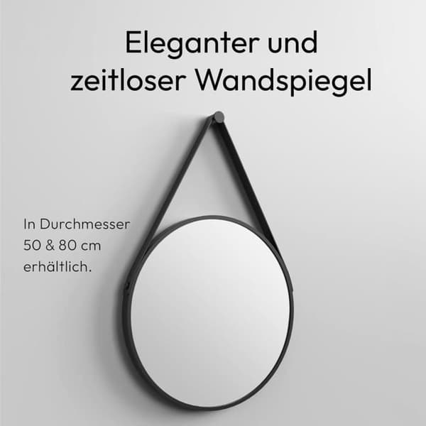 Rund Spegel - Talos - Matt Svart - Diameter 50 cm - LED-belysning - Aluminium