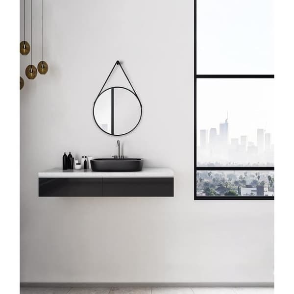 Rund Spegel - Talos - Matt Svart - Diameter 50 cm - LED-belysning - Aluminium