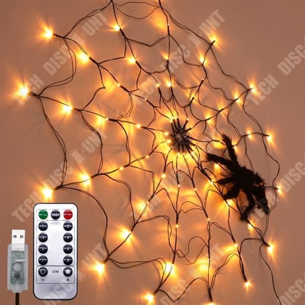 TD® Halloween dekoration rekvisita fjärrkontroll ljus LED spindelväv ljus atmosfär layout