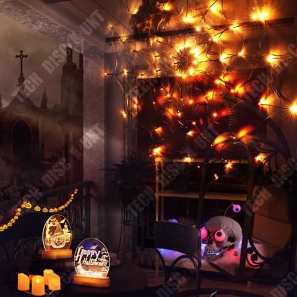TD® Halloween dekoration rekvisita fjärrkontroll ljus LED spindelväv ljus atmosfär layout