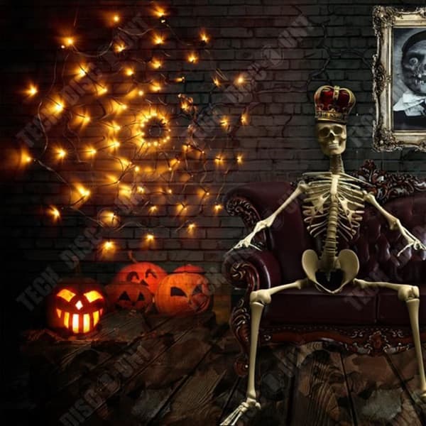 TD® Halloween dekoration rekvisita fjärrkontroll ljus LED spindelväv ljus atmosfär layout