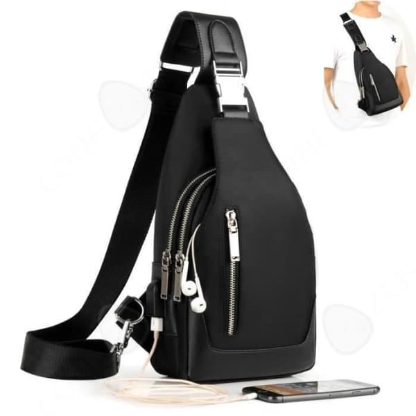 CONFO Crossbody-väska för män + plånboksset Bröstväska Vattentät tyg Sling Axelväska Arbete Shopping Resefest Present