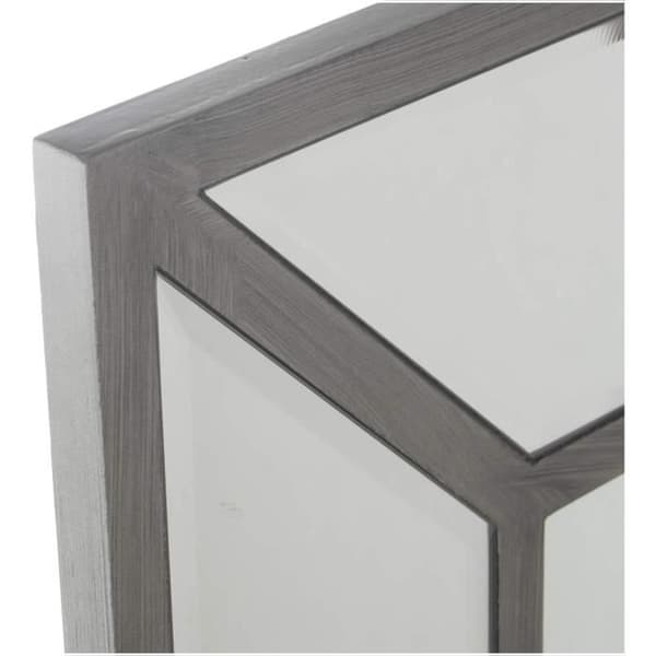 Rektangulärt väggspegel i trä och silverfärgad spegel 60 x 1,5 x 80 cm DRW