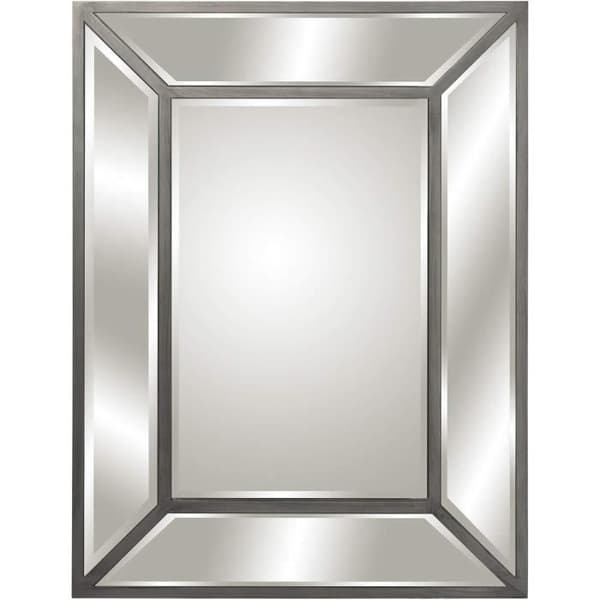 Rektangulärt väggspegel i trä och silverfärgad spegel 60 x 1,5 x 80 cm DRW