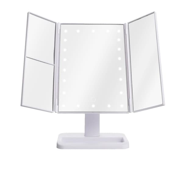 Nexxt Sminkspegel med LED-belysning – Hopfällbar och förstorning 2x/3x – Vit