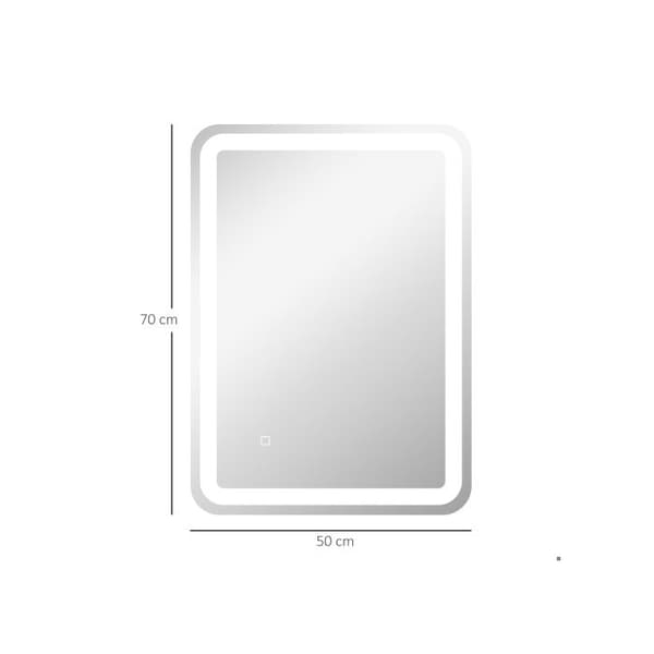 kleankin LED-badrumsspegel, 50 x 70 cm, med 3 ljusfärger och beröringsbrytare, IP44