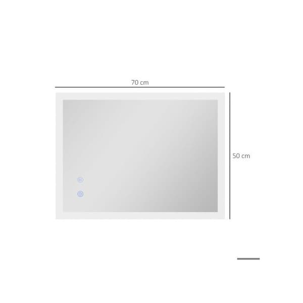 Kleankin Badrumsspegel med LED-belysning, 70x50 cm, 3 färgade ljus, IP44 vattentålig