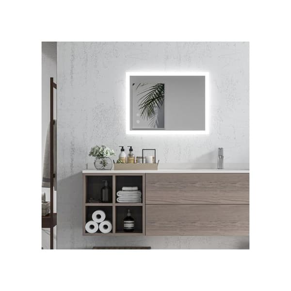 Kleankin Badrumsspegel med LED-belysning, 70x50 cm, 3 färgade ljus, IP44 vattentålig