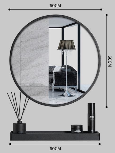 Spegel med hyllplan 60 cm svart