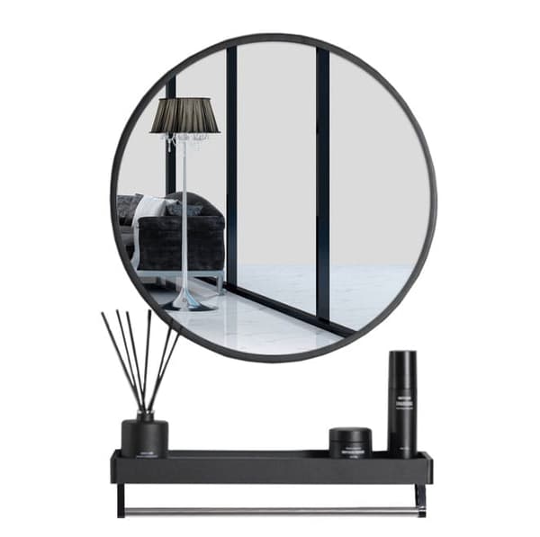 Spegel med hyllplan 60 cm svart