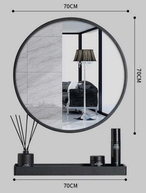 Spegel med hyllplan 70cm svart