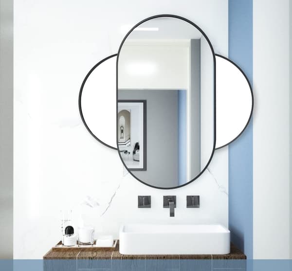 Oval spegel 100x50cm svart ram