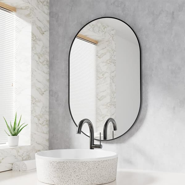 Oval spegel 100x50cm svart ram