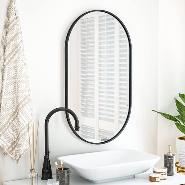 Oval spegel 100x50cm svart ram