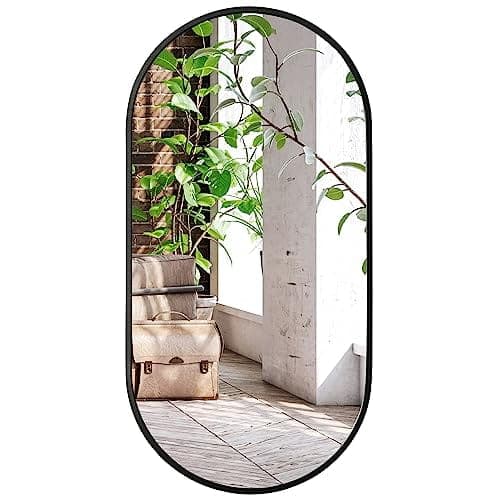 Oval spegel 100x50cm svart ram
