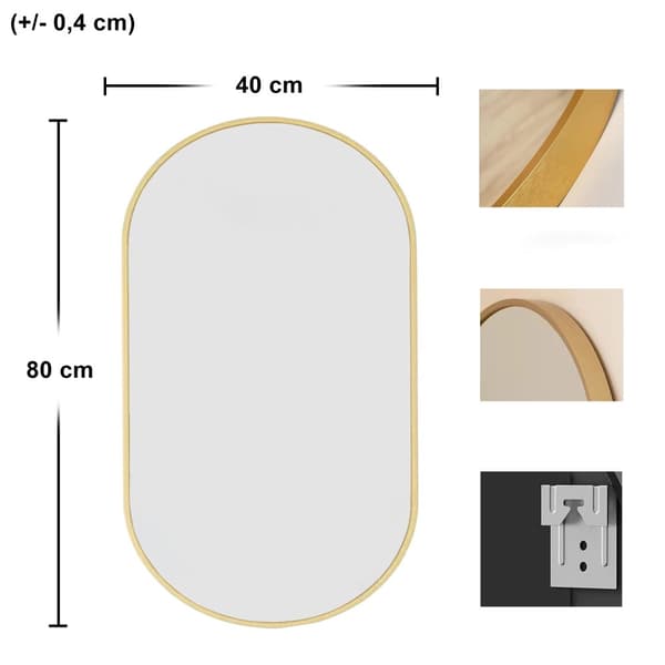 Oval spegel 80x40cm guldram