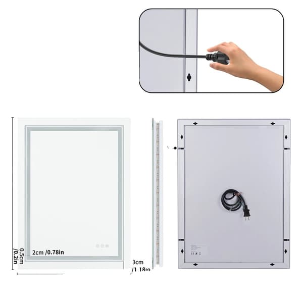 LED Badrumsspegel med Väggmontering, Touch Sensor, Antimoln Funktion,27,5x35.4 i