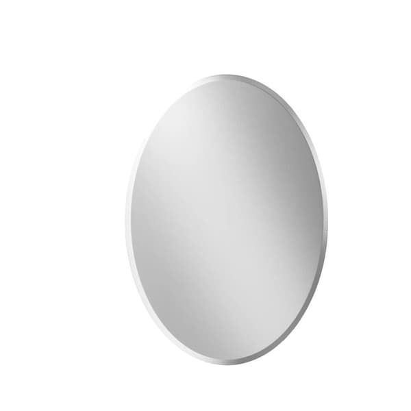 Ramfri oval väggspegel, fasad silverkant, högupplöst reflektion,50x70 cm