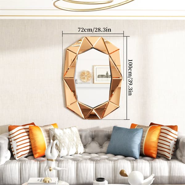 Dekorativt Väggspegel, Fasadkantad Ram, Väggmonterad Design,72x100cm, Rödbrun