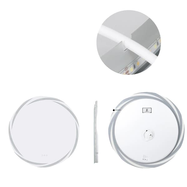 Anti-dug LED Badeværelsesspejl, Touch Sensor Funktion, Multi-Farve Belysningsmuligheder,23,6x23,6 tommer