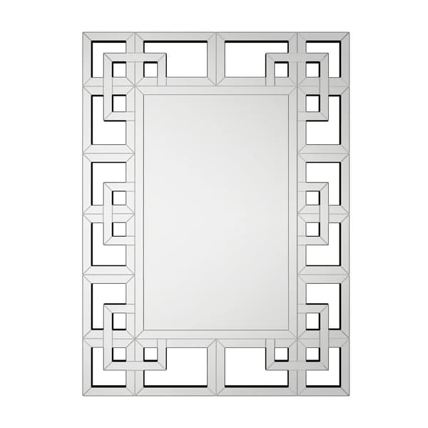 Dekorativt Väggspegel, Fasetterade Glaskanter, Modern Silverfinish,100x70cm