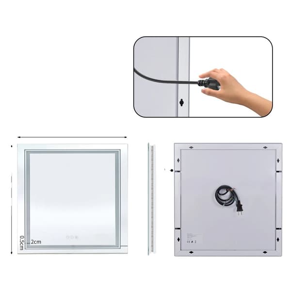 LED Badrumsspegel, Justerbar Ljusstyrka, Fram- och Bakbelyst,800x800mm