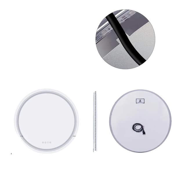 Rund Badrumsspegel, Dimbar LED-belysning, RGB Bakgrundsbelysning,600x600mm