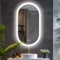 Miniatyrbild 2 av 4: Oval LED-badrumsspegel, hög CRI 95-reflektion, dimbar i 3 färger,VIT, Aluminium
