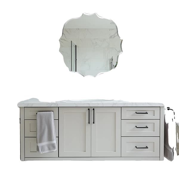 Avfasad ramfri badrumsspegel, oregelbunden form, modern stil,60x60 cm