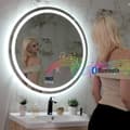 Miniatyrbillede 2 af 2: LED Badeværelsesspejl, Bluetooth Højttaler, Dæmpbart Lys,Lys Grå