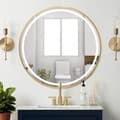 Miniatyrbild 2 av 2: LUVODI Badrumsspegel med Ljus, Dimbar, Imfria,80cm (32 tum) Guld