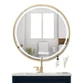 Miniatyrbild 1 av 2: LUVODI Badrumsspegel med Ljus, Dimbar, Imfria,80cm (32 tum) Guld