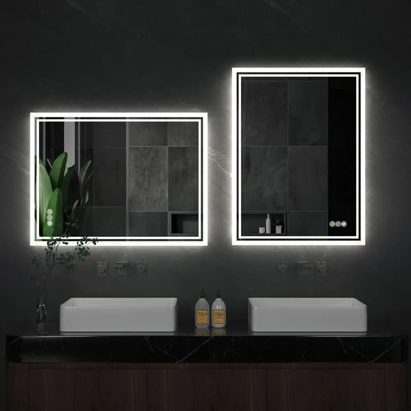 Upplyst Badrumsspegel, Dimmbar Ljusstyrka, Touch Sensor Funktioner,70x90cm (28x36 tum)