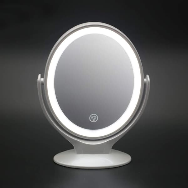 Makeup Spegel, Dubbel-Sidig, USB Uppladdningsbar,Pärlvit