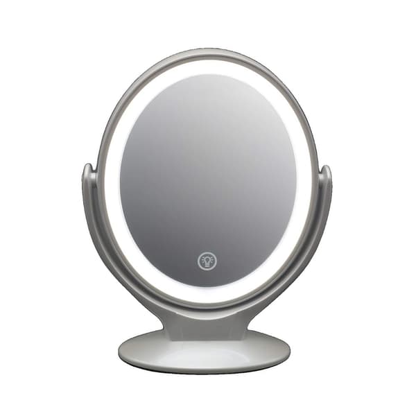 Makeup Spegel, Dubbel-Sidig, USB Uppladdningsbar,Pärlvit