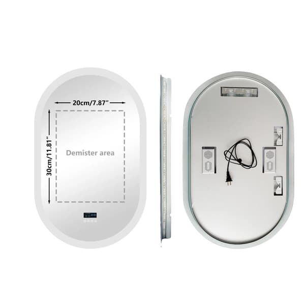 Oval LED-badrumsspegel, Bluetooth-högtalare, justerbar belysning,50x80cm