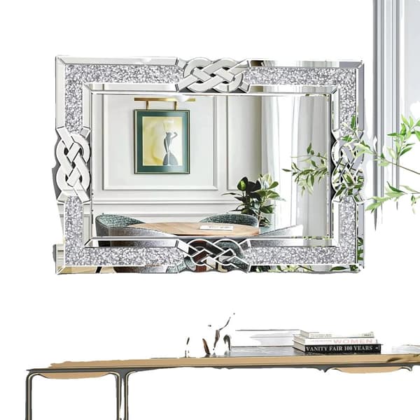 Väggspegel, rektangulär form, dekorativ glittrande yta,Silver 120x60cm